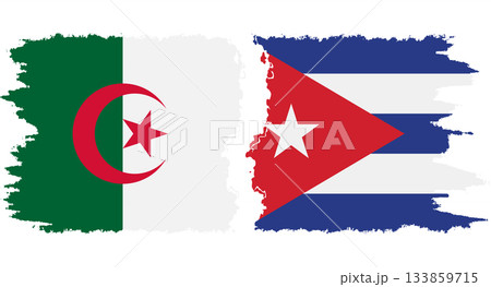 Cuba and Algeria grunge flags connection vector Cuba and Algeria grunge flags connection vector 133859715