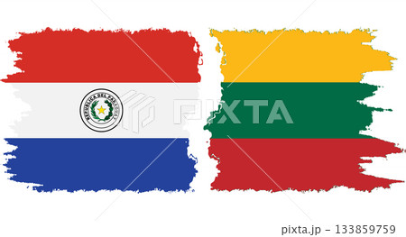 Lithuania and Paraguay grunge flags connection vector Lithuania and Paraguay grunge flags connection vector 133859759