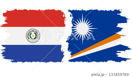 Marshall Islands and Paraguay grunge flags connection vector 133859769
