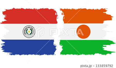 Niger and Paraguay grunge flags connection vector 133859792