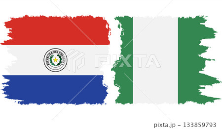 Nigeria and Paraguay grunge flags connection vector 133859793