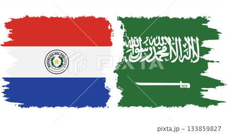 Saudi Arabia and Paraguay grunge flags connection vector Saudi Arabia and Paraguay grunge flags connection vector 133859827