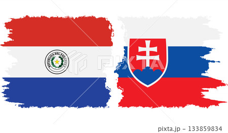Slovakia and Paraguay grunge flags connection vector 133859834
