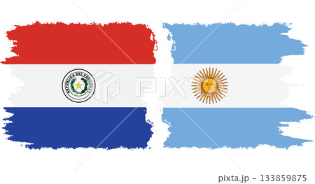 Argentina and Paraguay grunge flags connection vector 133859875