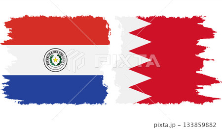 Bahrain and Paraguay grunge flags connection vector 133859882
