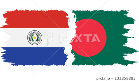 Bangladesh and Paraguay grunge flags connection vector 133859883