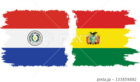 Bolivia and Paraguay grunge flags connection vector 133859892