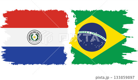 Brazil and Paraguay grunge flags connection vector Brazil and Paraguay grunge flags connection vector 133859897