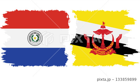 Brunei and Paraguay grunge flags connection vector Brunei and Paraguay grunge flags connection vector 133859899