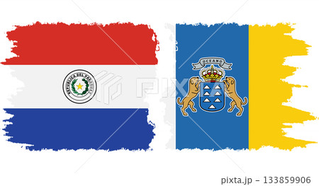 Canary Islands and Paraguay grunge flags connection vector Canary Islands and Paraguay grunge flags connection vector 133859906