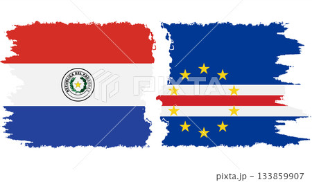 Cape Verde and Paraguay grunge flags connection vector 133859907