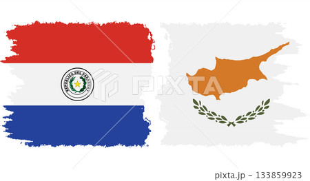 Cyprus and Paraguay grunge flags connection vector Cyprus and Paraguay grunge flags connection vector 133859923