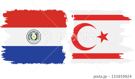 Turkish Republic of Northern Cyprus and Paraguay grunge flags conne 133859924