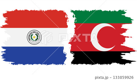 Darfur and Paraguay grunge flags connection vector 133859926