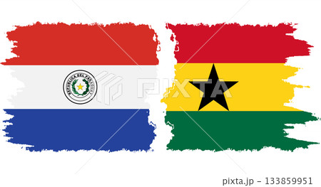Ghana and Paraguay grunge flags connection vector 133859951
