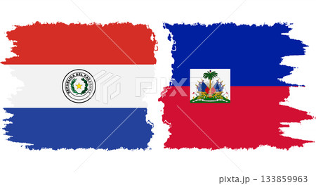 Haiti and Paraguay grunge flags connection vector 133859963