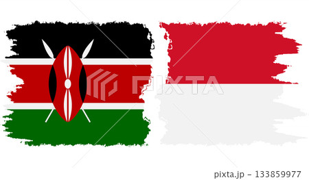 Monaco and Kenya grunge flags connection vector 133859977