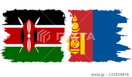 Mongolia and Kenya grunge flags connection vector Mongolia and Kenya grunge flags connection vector 133859978