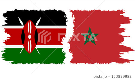 Morocco and Kenya grunge flags connection vector 133859982