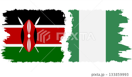 Nigeria and Kenya grunge flags connection vector 133859993
