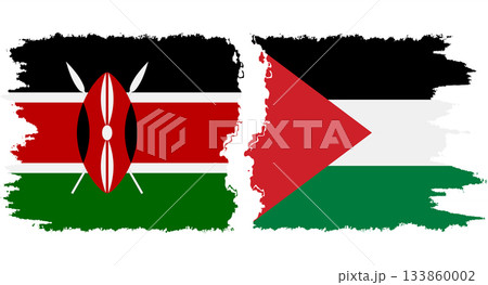 Palestine and Kenya grunge flags connection vector 133860002