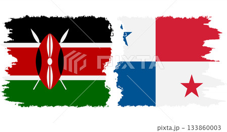 Panama and Kenya grunge flags connection vector 133860003