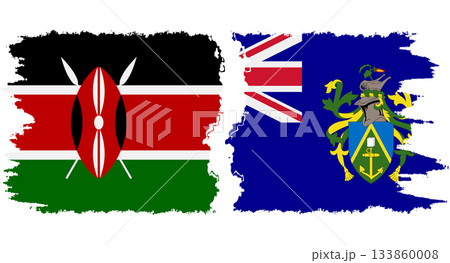 Pitcairn Islands and Kenya grunge flags connection vector 133860008