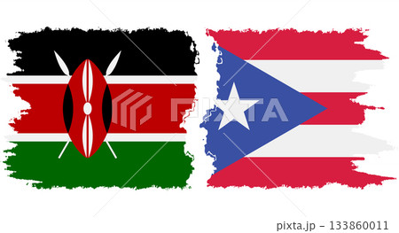 Puerto Rico and Kenya grunge flags connection vector 133860011