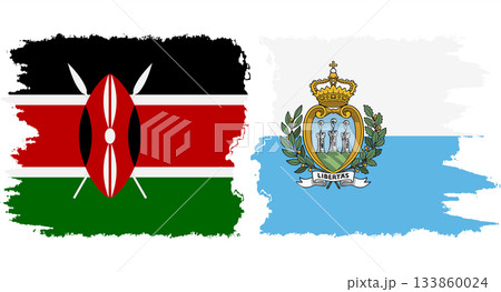 San Marino and Kenya grunge flags connection vector 133860024