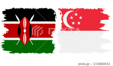 Singapore and Kenya grunge flags connection vector Singapore and Kenya grunge flags connection vector 133860032