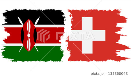 Switzerland and Kenya grunge flags connection vector 133860048