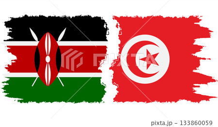 Tunisia and Kenya grunge flags connection vector Tunisia and Kenya grunge flags connection vector 133860059