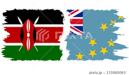 Tuvalu and Kenya grunge flags connection vector Tuvalu and Kenya grunge flags connection vector 133860063
