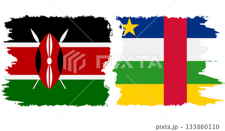 Central African Republic and Kenya grunge flags connection vecto 133860110