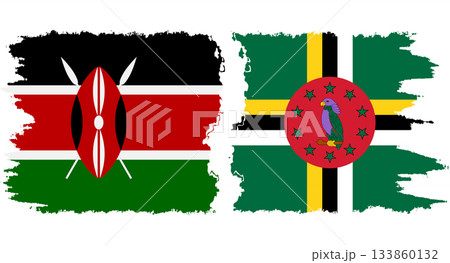Dominica and Kenya grunge flags connection vector 133860132