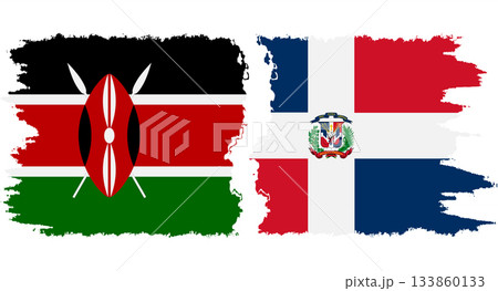 Dominican Republic and Kenya grunge flags connection vector 133860133