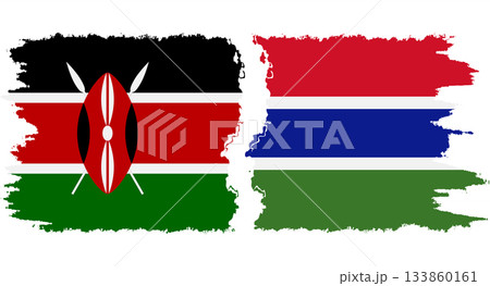 Gambia and Kenya grunge flags connection vector 133860161