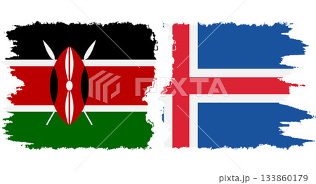 Iceland and Kenya grunge flags connection vector 133860179