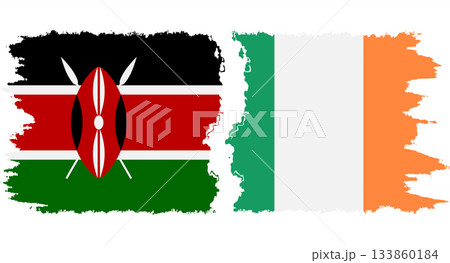 Ireland and Kenya grunge flags connection vector 133860184