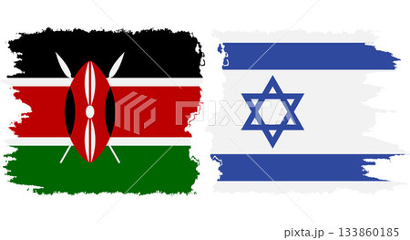 Israel and Kenya grunge flags connection vector 133860185