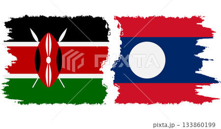 Laos and Kenya grunge flags connection vector Laos and Kenya grunge flags connection vector 133860199