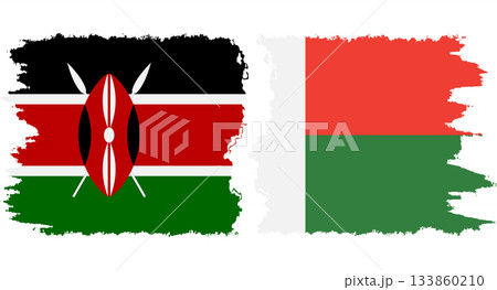 Madagascar and Kenya grunge flags connection vector 133860210