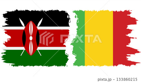 Mali and Kenya grunge flags connection vector 133860215
