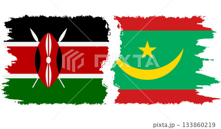 Mauritania and Kenya grunge flags connection vector 133860219