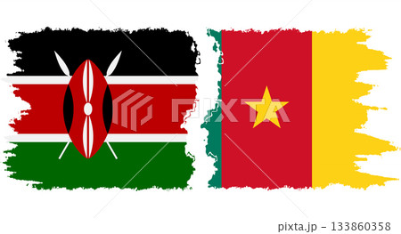 Cameroon and Kenya grunge flags connection vector 133860358