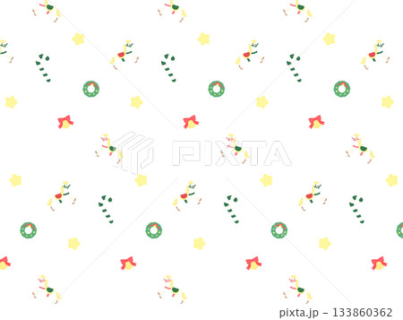 クリスマスのかわいいモチーフパターン　透過　4:3サイズ 133860362