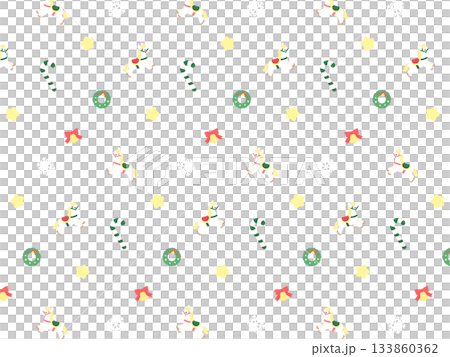 クリスマスのかわいいモチーフパターン　透過　4:3サイズ 133860362
