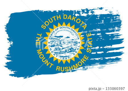 South Dakota US flag, wide brush stroke on transparent background vector 133860397
