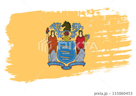 New Jersey US flag, wide brush stroke on transparent background vector 133860453