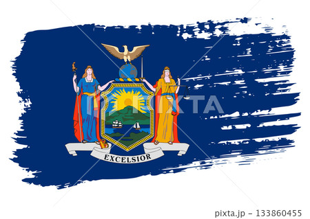 New York US flag, wide brush stroke on transparent background vector 133860455